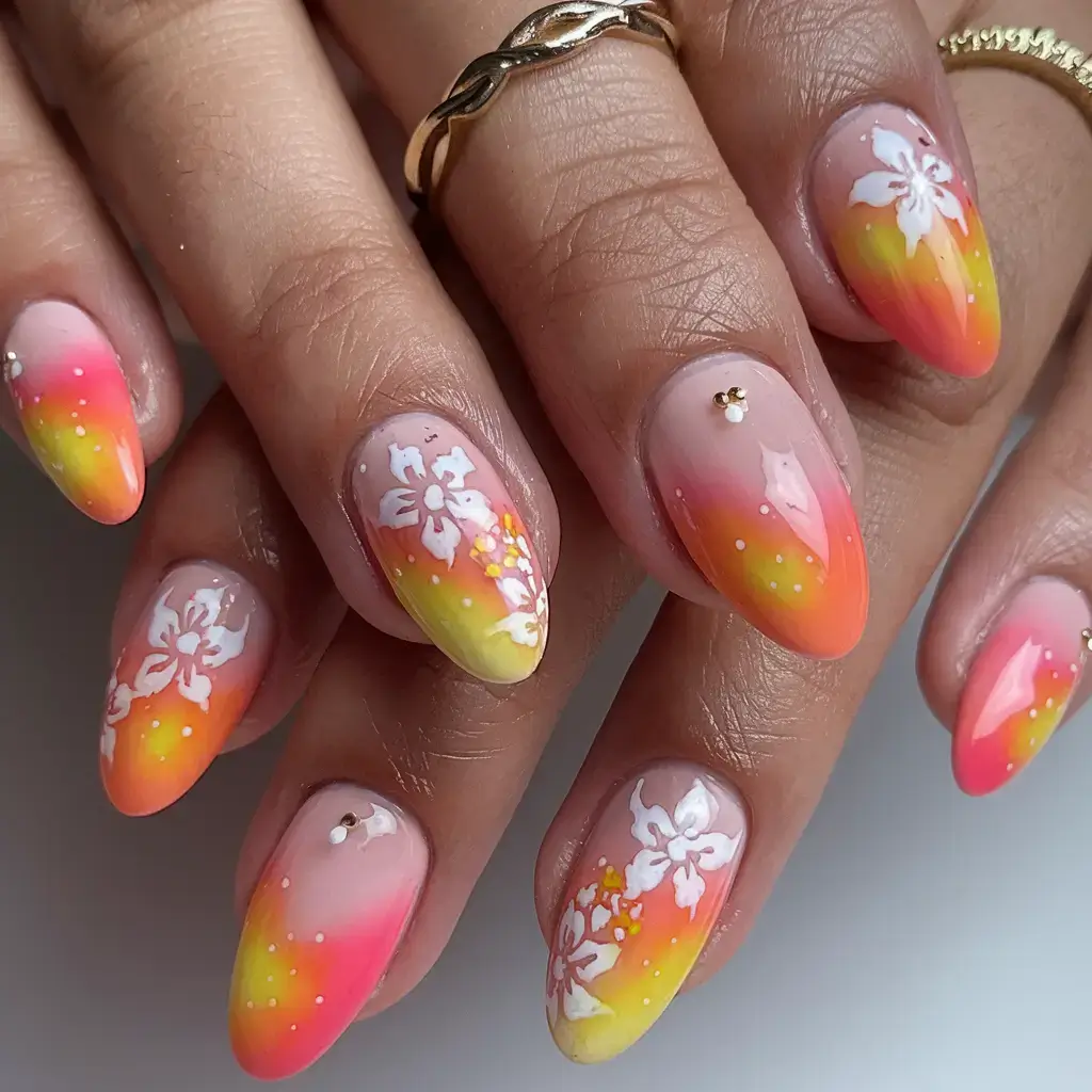 vacation nails perfect for 2025 Watermelon Sunrise Blend