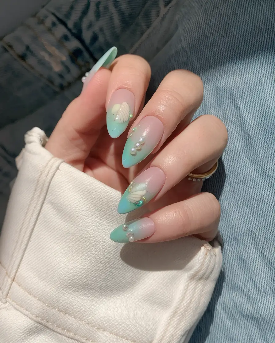 vacation nails you need for summer 2025 Minty Shell