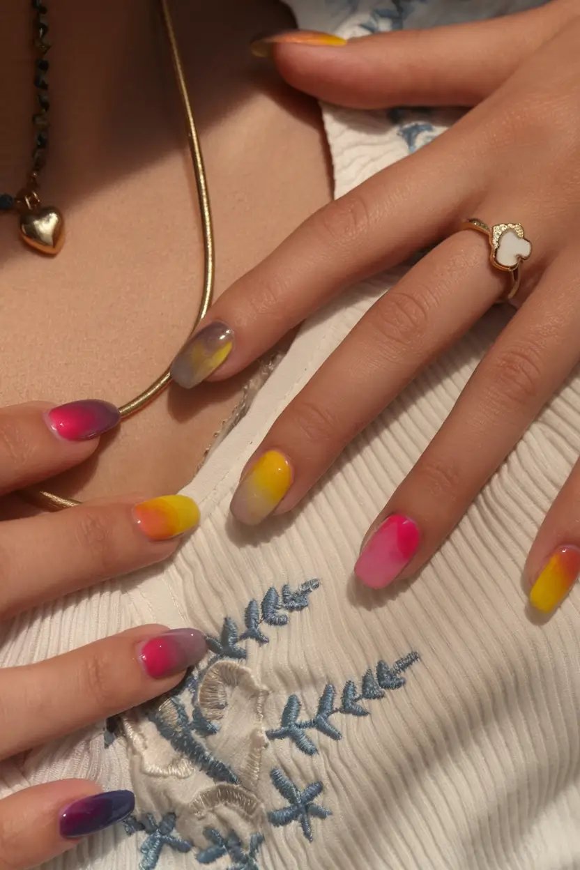 vacation nails you need for summer 2025 Tropical Sunrise