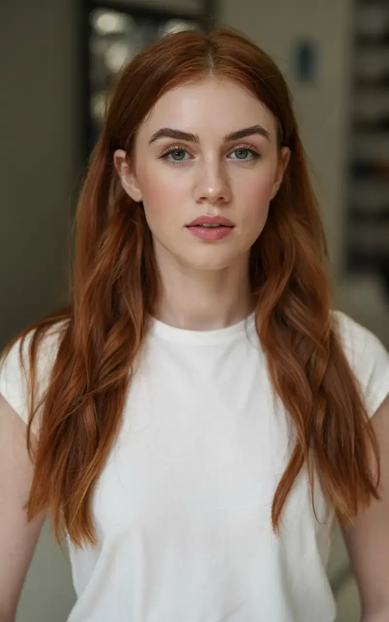 auburn fall hair color ideas 2025+Warm Auburn with Straight Ends and a Clean Center Part