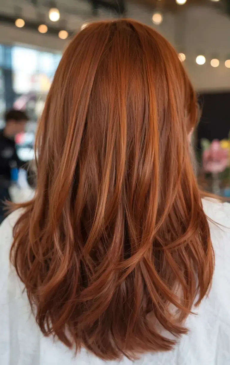 auburn fall hair color ideas 2025+Balanced Auburn Layers with a Silky Finish