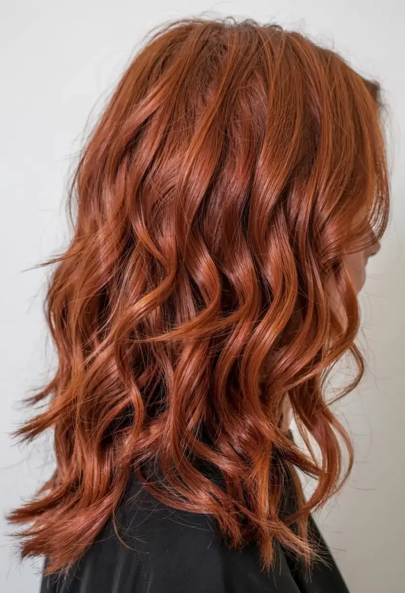 auburn fall hair color ideas 2025+Textured Auburn Bob with Wavy Dimension