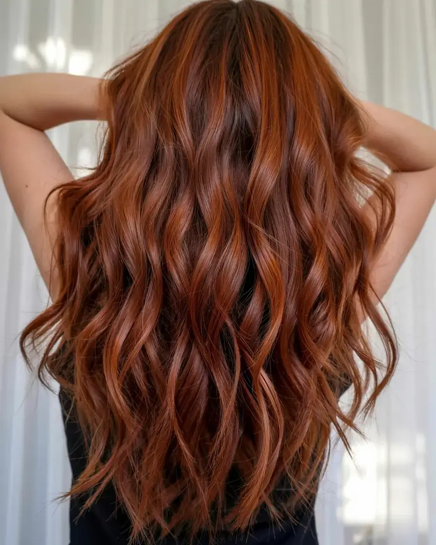 auburn fall hair color ideas 2025+Layered Auburn Glow with Dimensional Ribbons