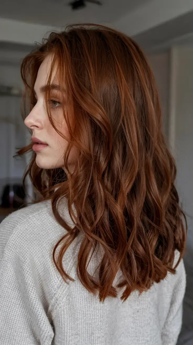 auburn fall hair color ideas 2025+Maple Auburn with Chocolate Lowlights
