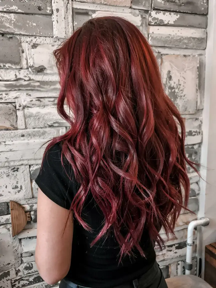 auburn fall hair color ideas 2025+Burgundy-Pink Auburn with High Contrast
