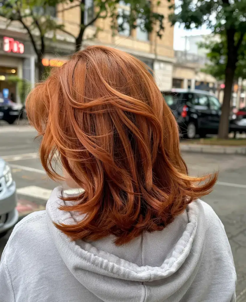auburn fall hair color ideas 2025+Short and Flipped Copper Auburn