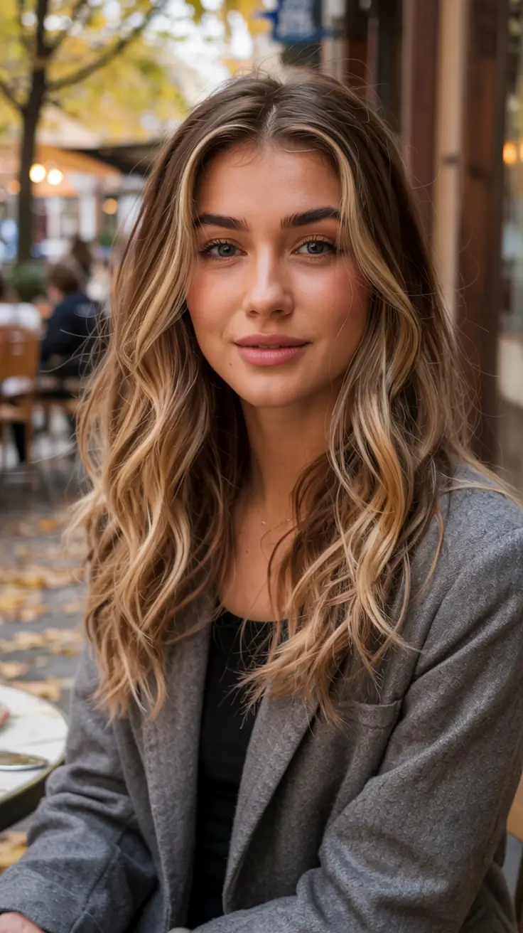 autumn haircuts ideas 2025 Golden Latte Waves