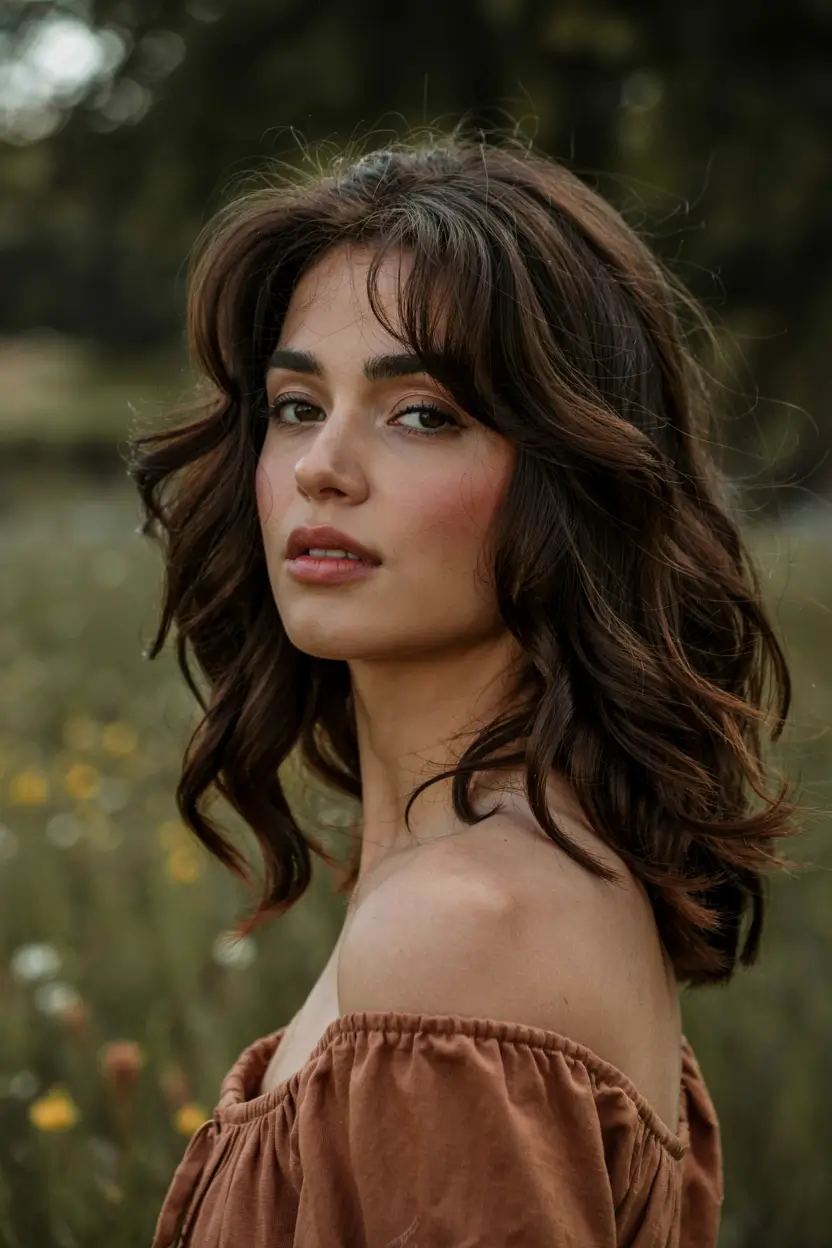 autumn haircuts ideas 2025 Autumn Chestnut Waves