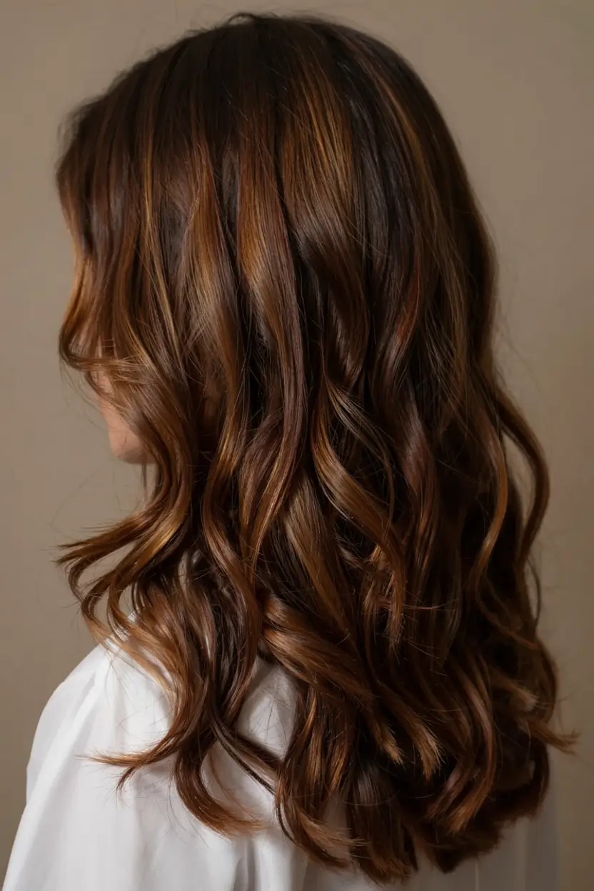 autumn haircuts ideas 2025 Mocha Swirl Waves