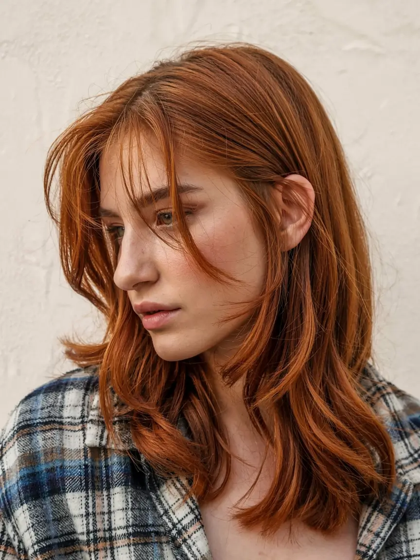 autumn haircuts ideas 2025 Rust Spice Mid-Length