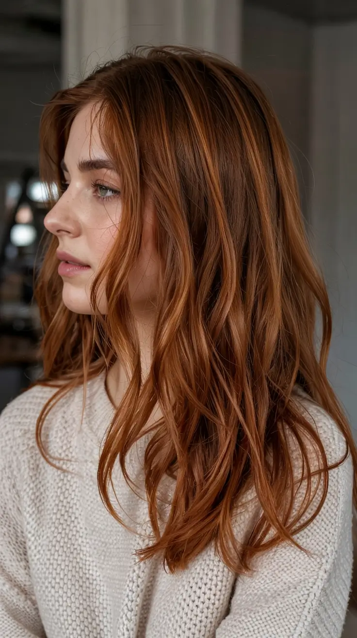 best fall hair colors for cool skin tones 2025+Spiced Maple Bronze with Loose Texture