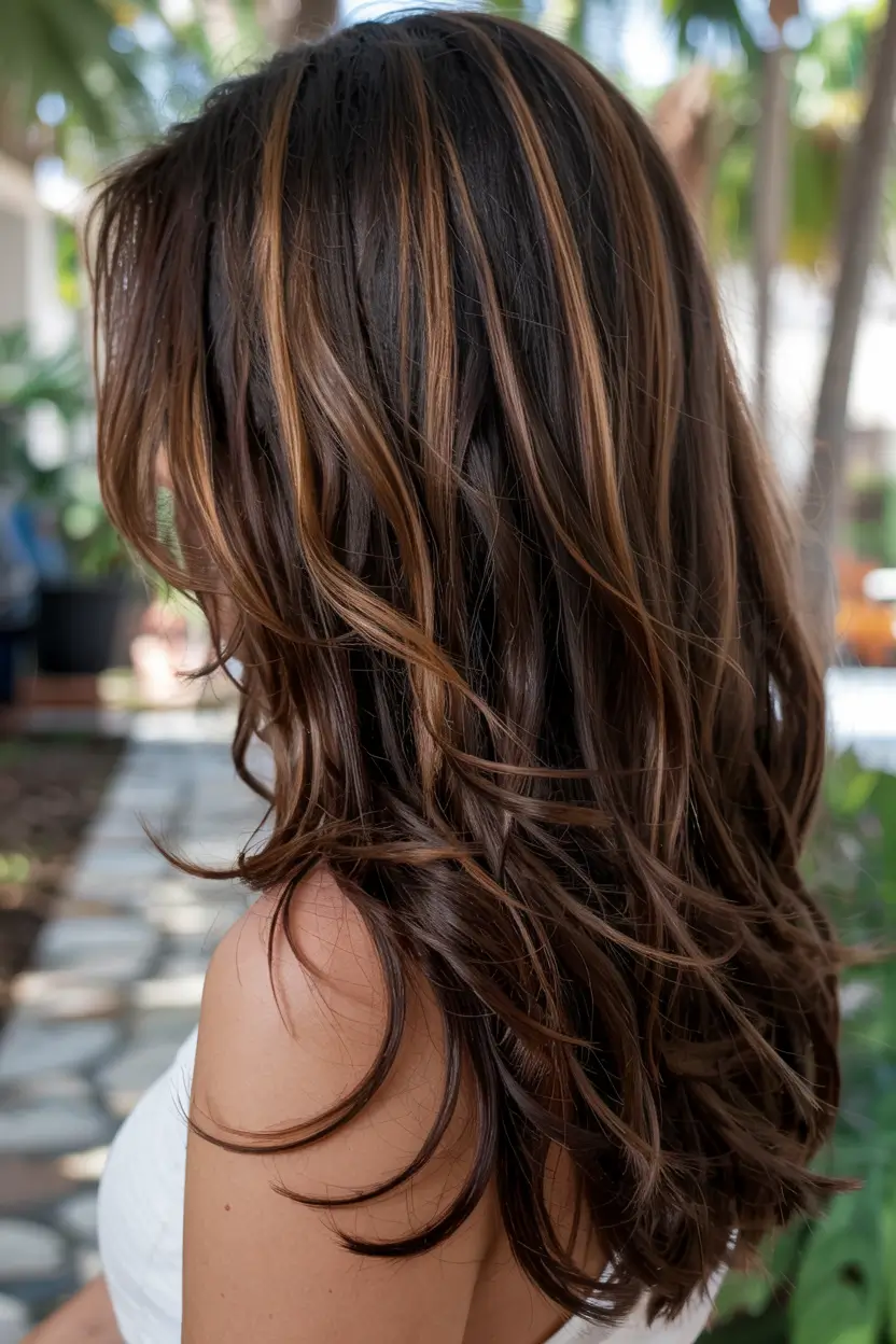 best fall hair colors for cool skin tones 2025 Amber Mocha Waves for a Golden Autumn Glow