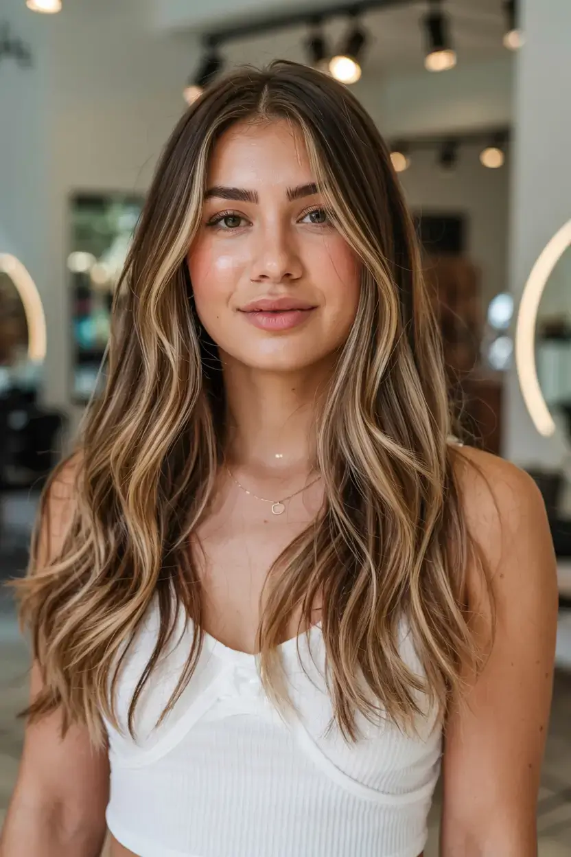 best fall hair colors for warm skin tones 2025+Honey Wheat Waves with Bold Money Piece