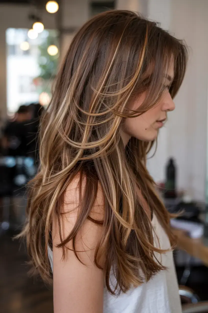 best fall hair colors for warm skin tones 2025+Golden Hazel Ribbons on Soft Layers
