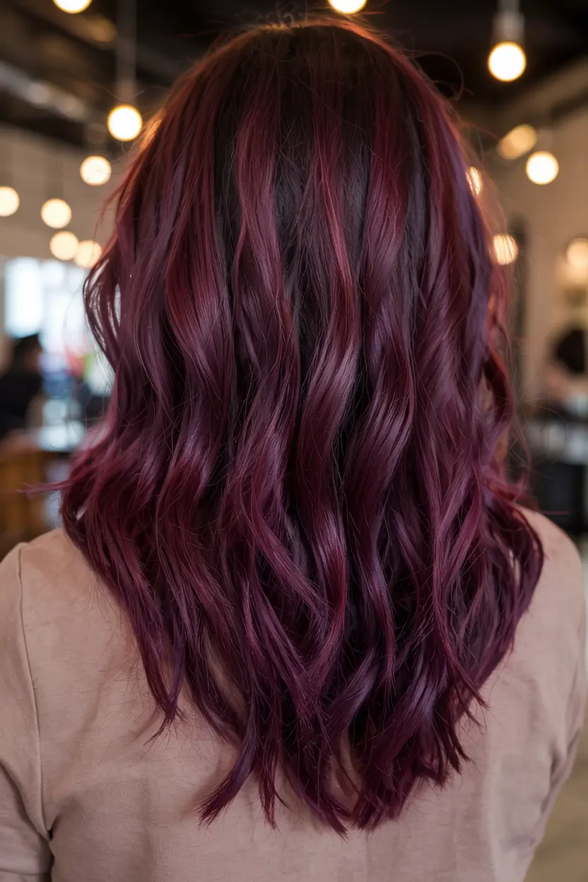 burgundy autumn fall hair colors ideas 2025+Velvet Burgundy With Ultra Cool Undertone