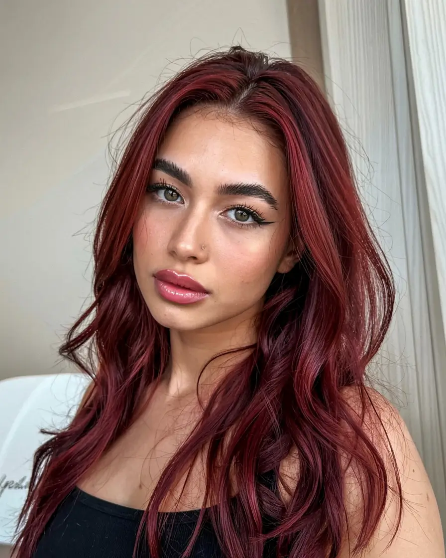 burgundy autumn fall hair colors ideas 2025+Vibrant Red-Violet with Ultra Definition