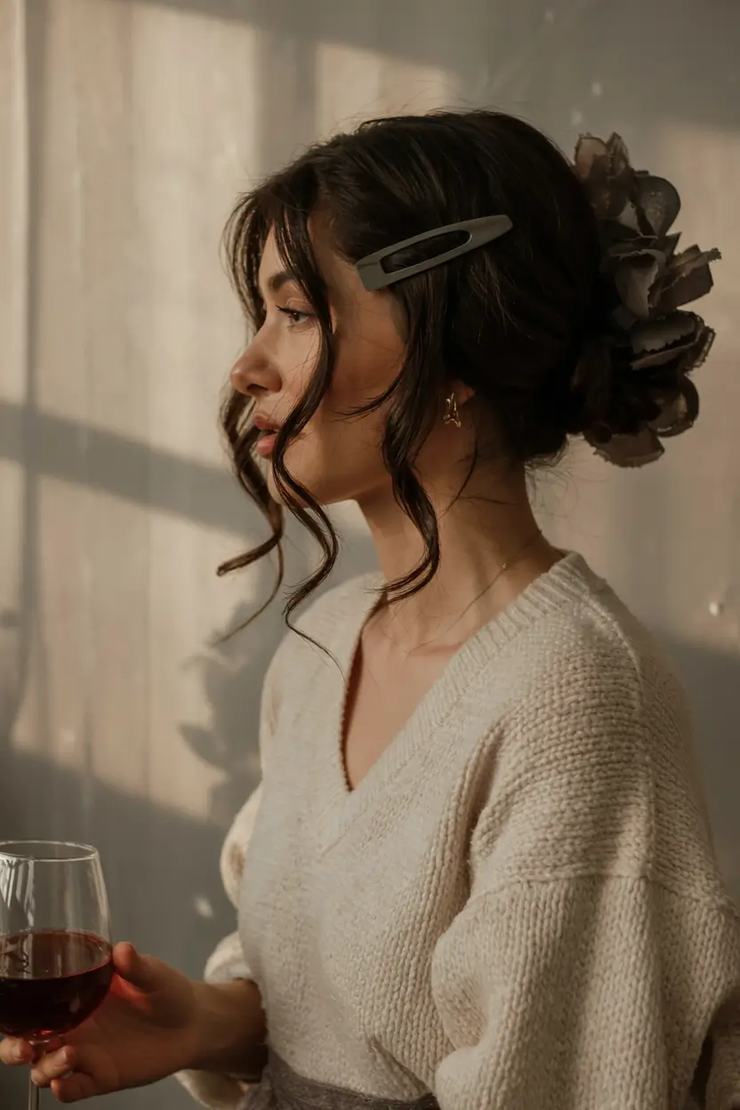 cute fall hairstyles ideas 2025 Soft Bun with Loose Waves