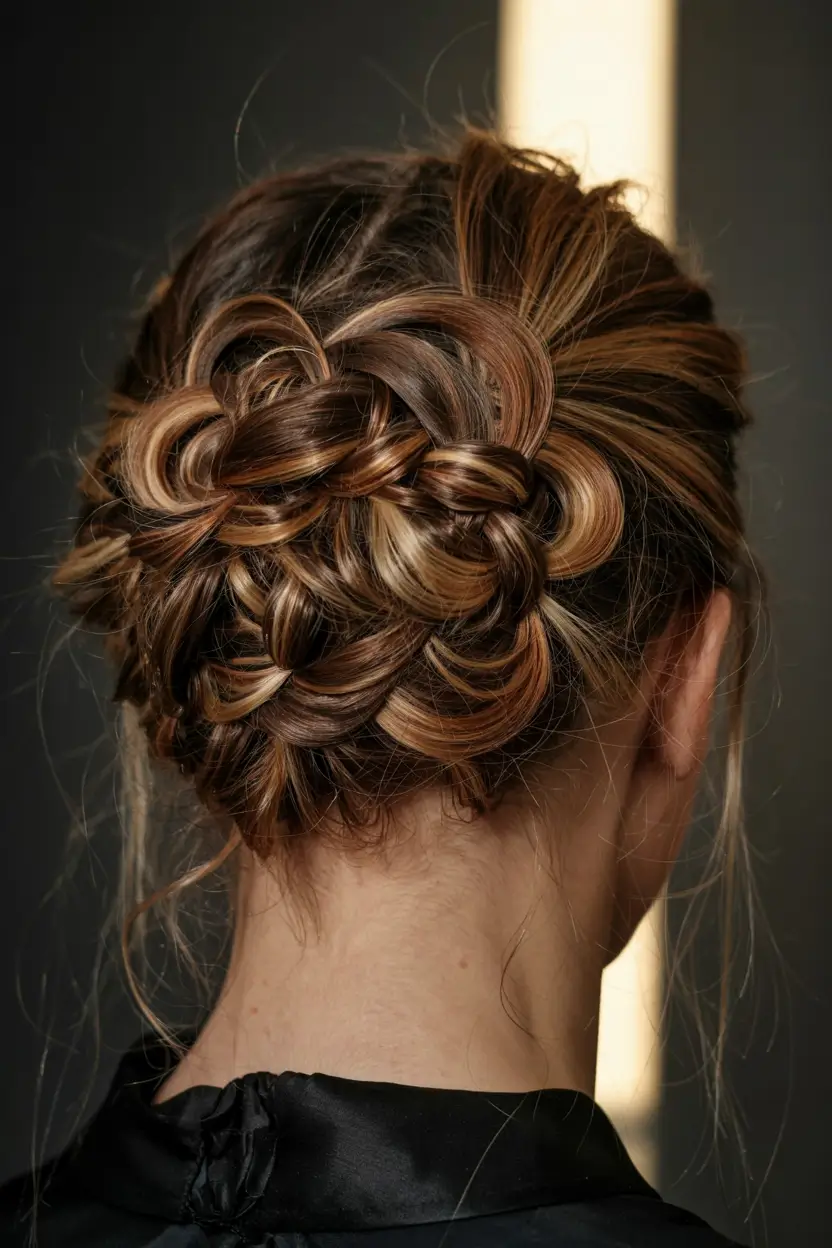 cute fall hairstyles ideas 2025 Woven Braided Updo