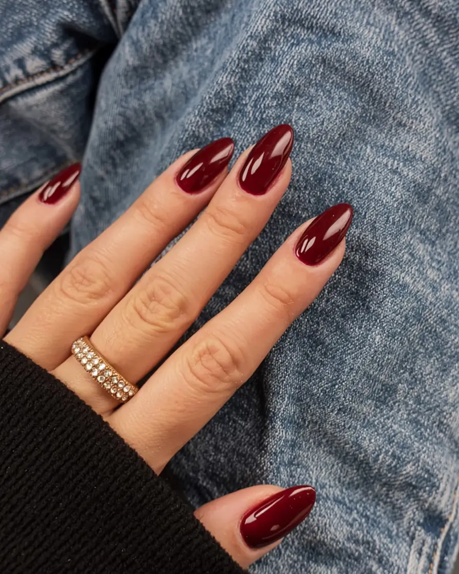early fall nail colors ideas 2025 Deep Garnet Chic