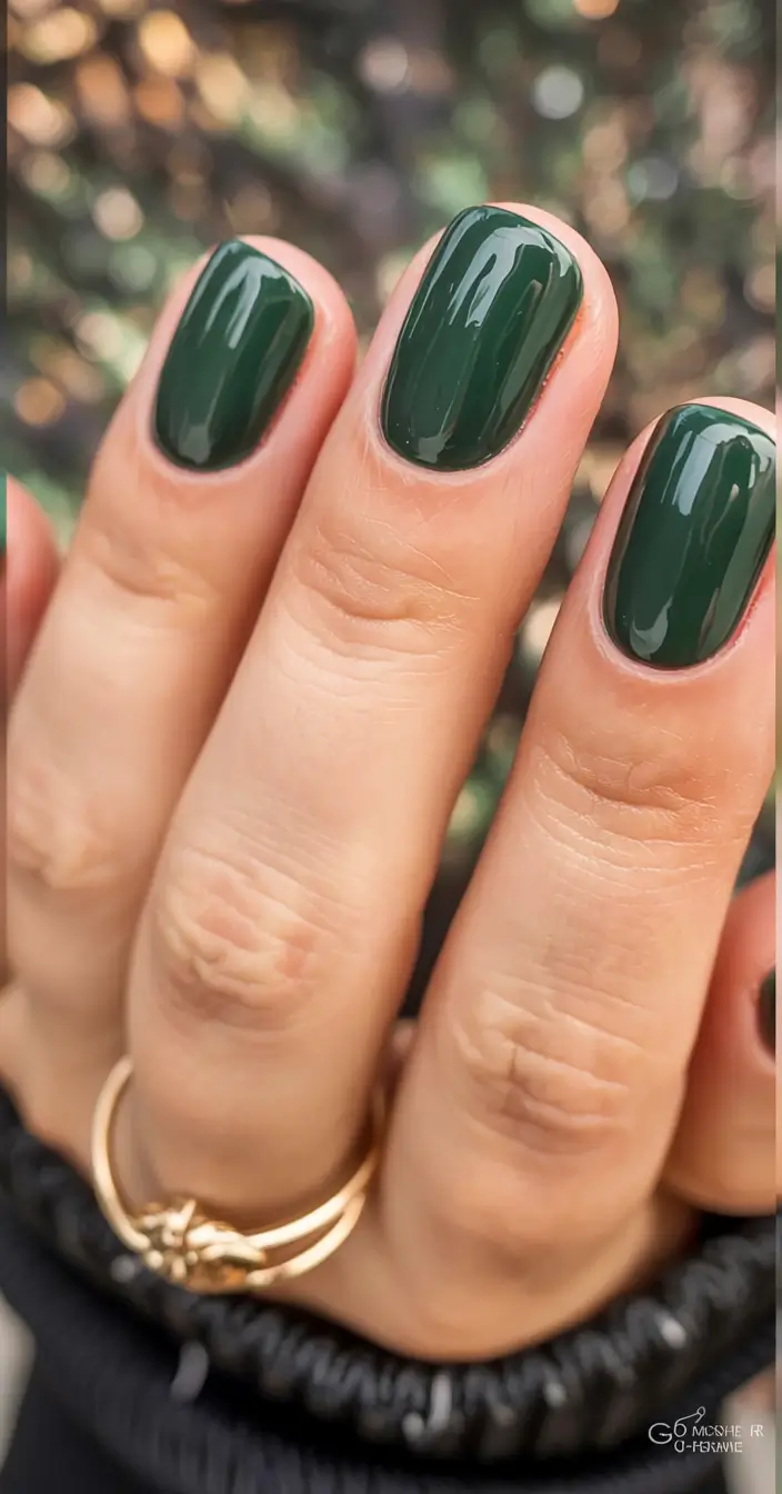 early fall nail colors ideas 2025 Evergreen Luxe