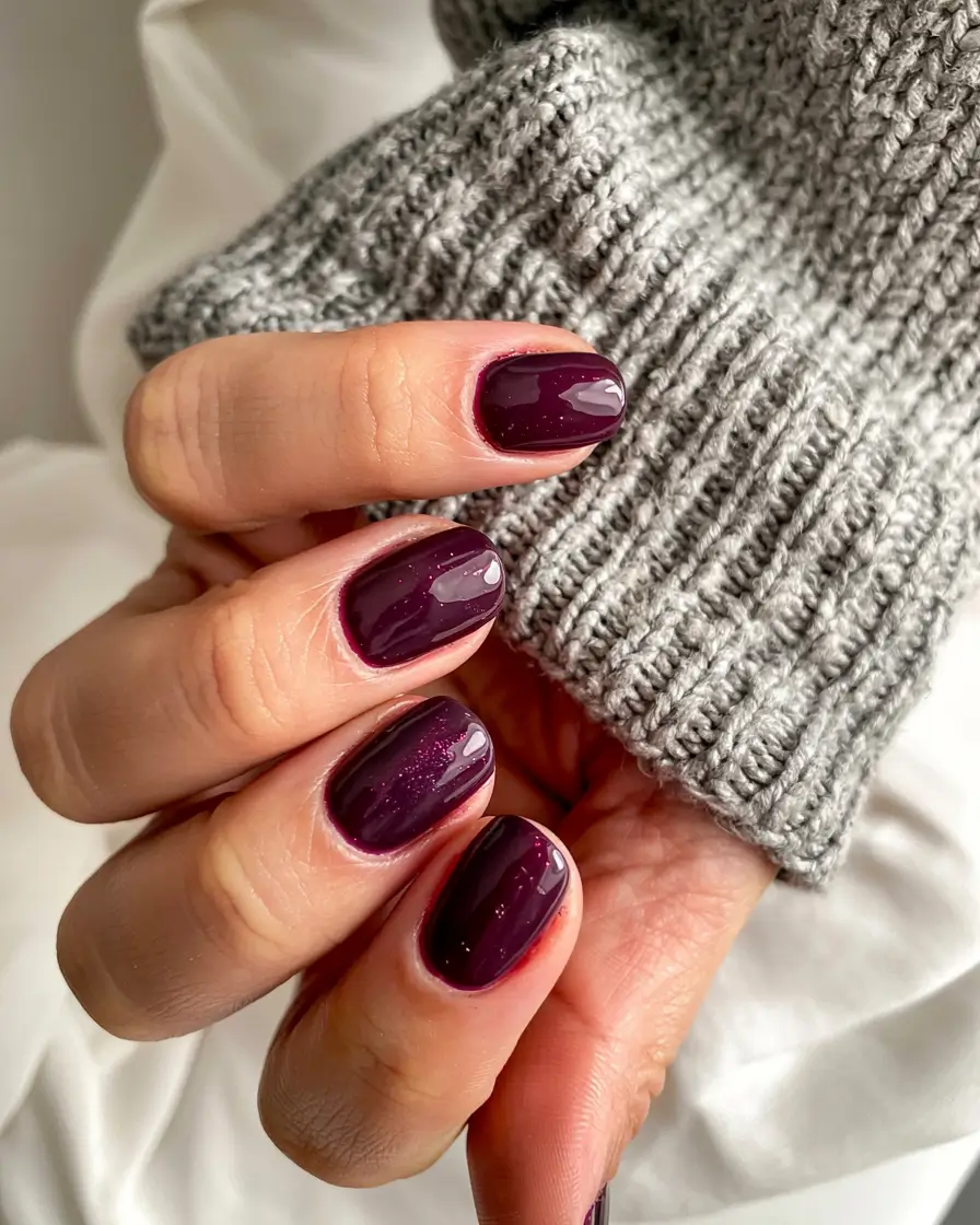 early fall nail colors ideas 2025 Plum Cashmere
