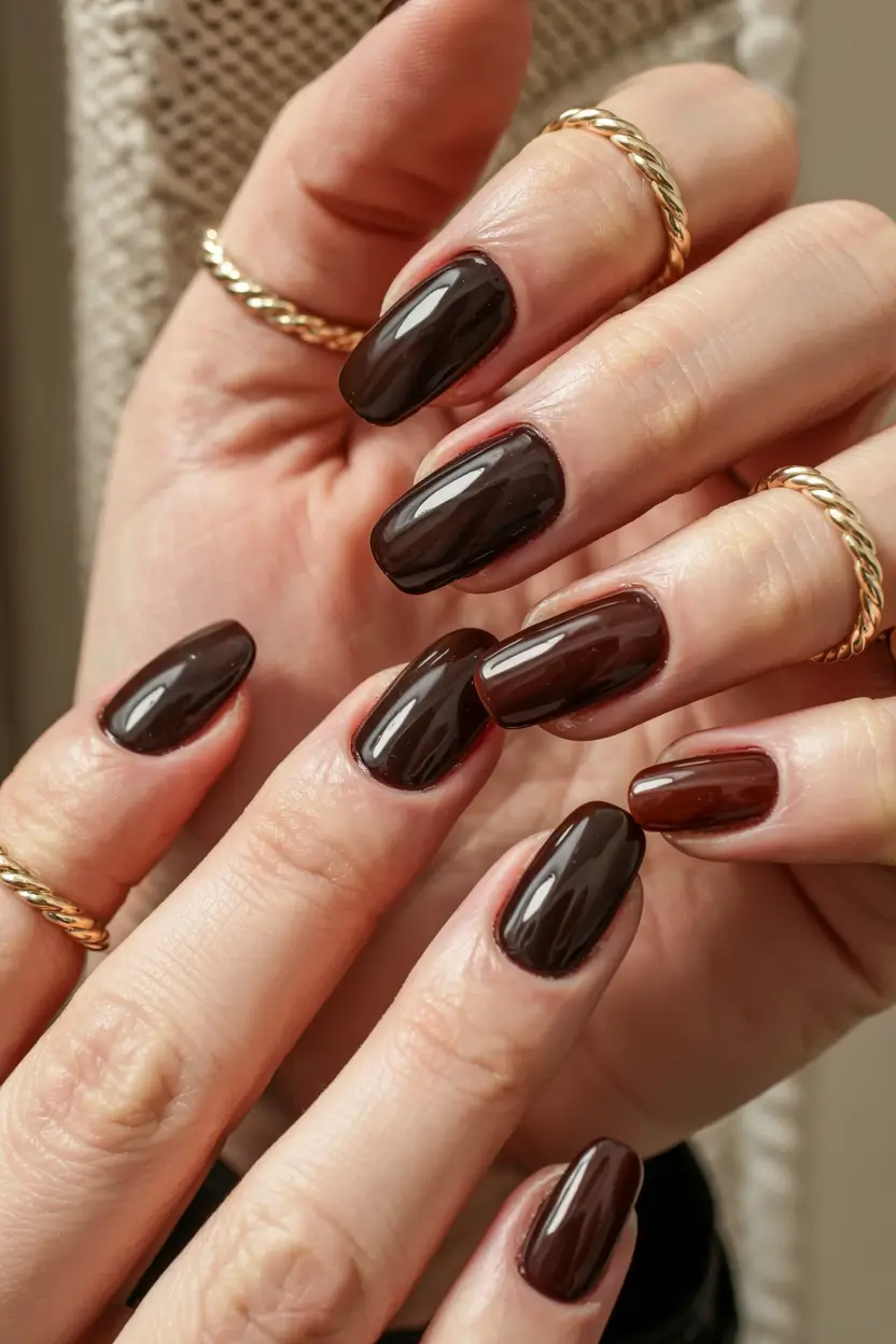 early fall nail colors ideas 2025 Moody Espresso Blend