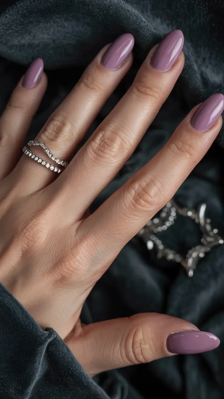 early fall nail colors ideas 2025 Dusty Mauve Serenity