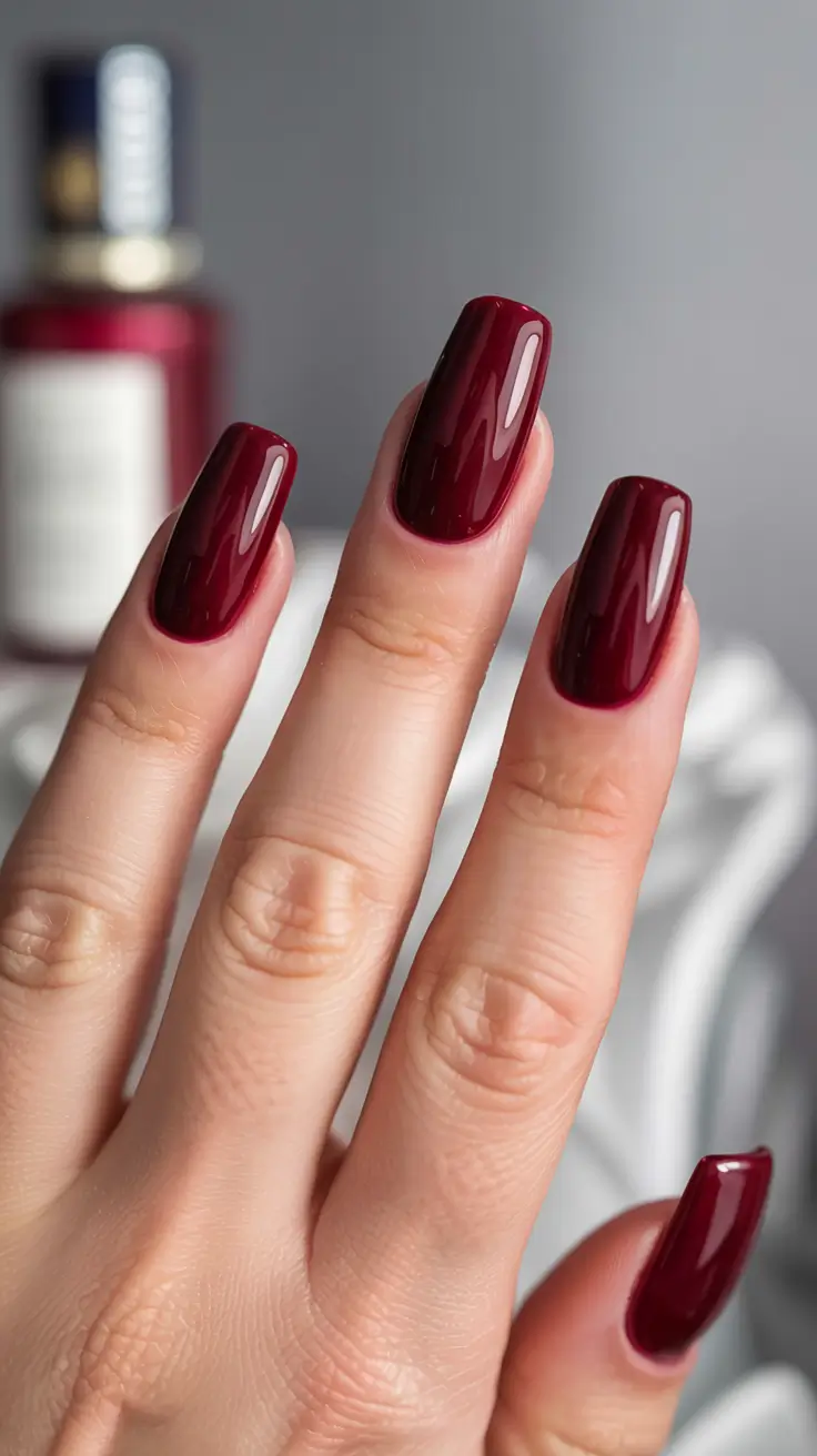 early fall nail colors ideas 2025 Deep Crimson Statement