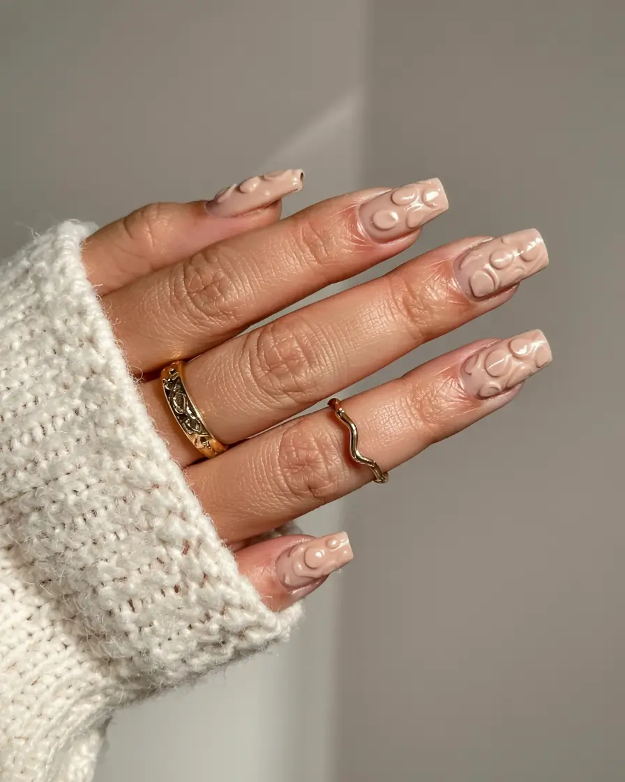 early fall nails ideas 2025 Textured Neutral Sculpt