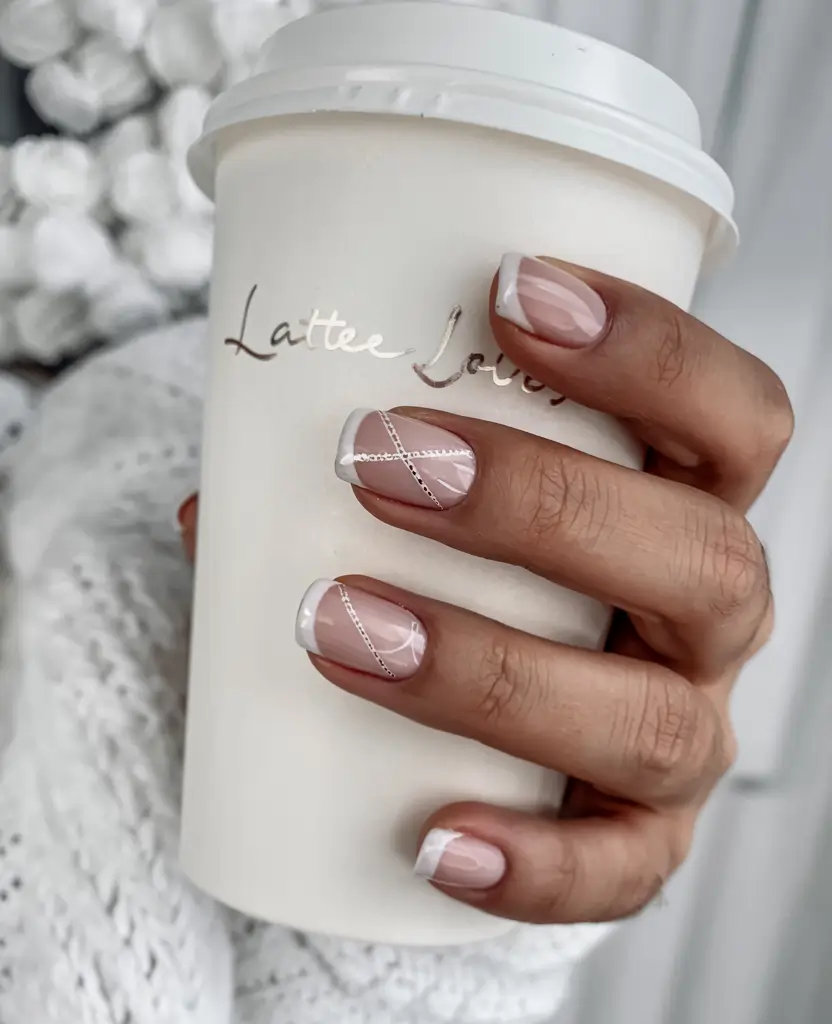 early fall nails ideas 2025 Delicate Ribbon French