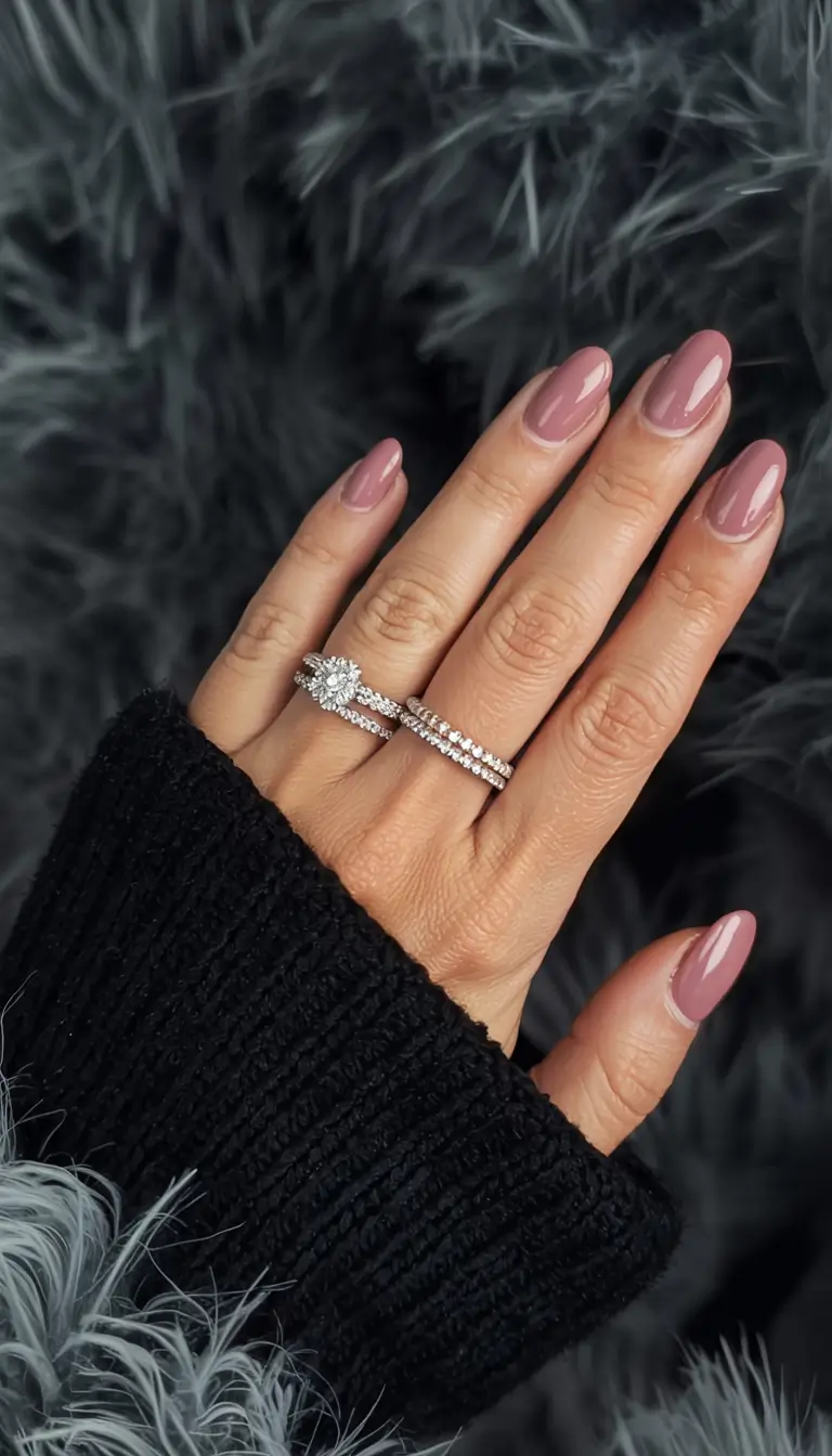 early fall nails ideas 2025 Dusty Rose Elegance