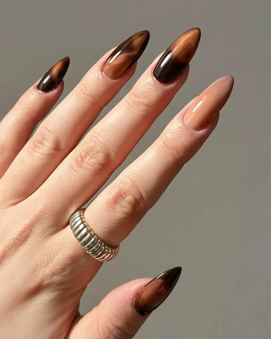 early fall nails ideas 2025 Tortoiseshell Luxe
