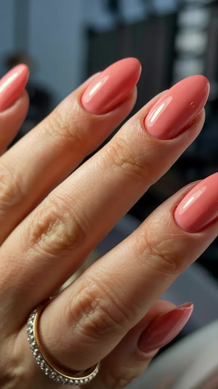 early fall nails ideas 2025 Coral Warmth