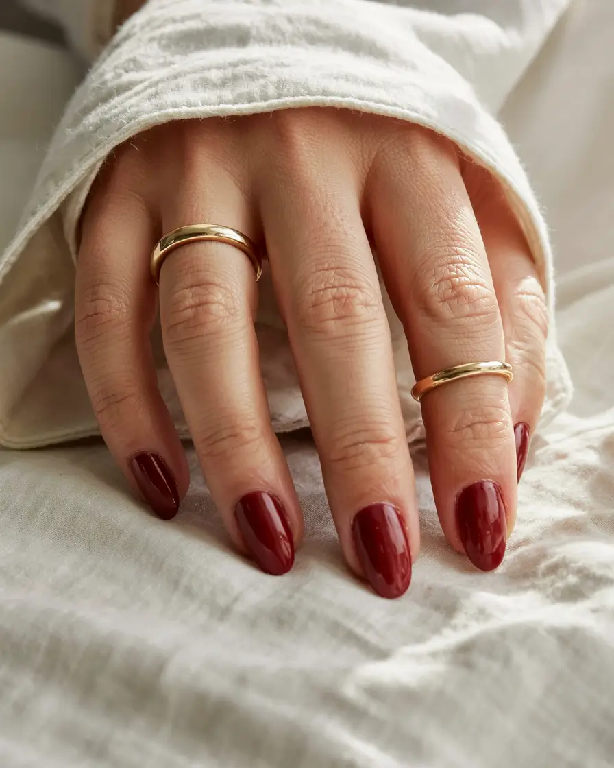 early fall nails ideas 2025 Deep Merlot Classic