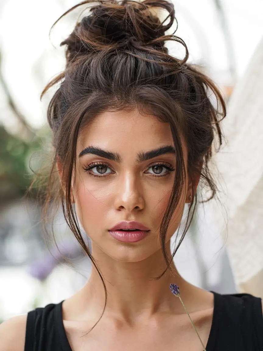 easy fall hairstyles ideas 2025 Undone High Bun