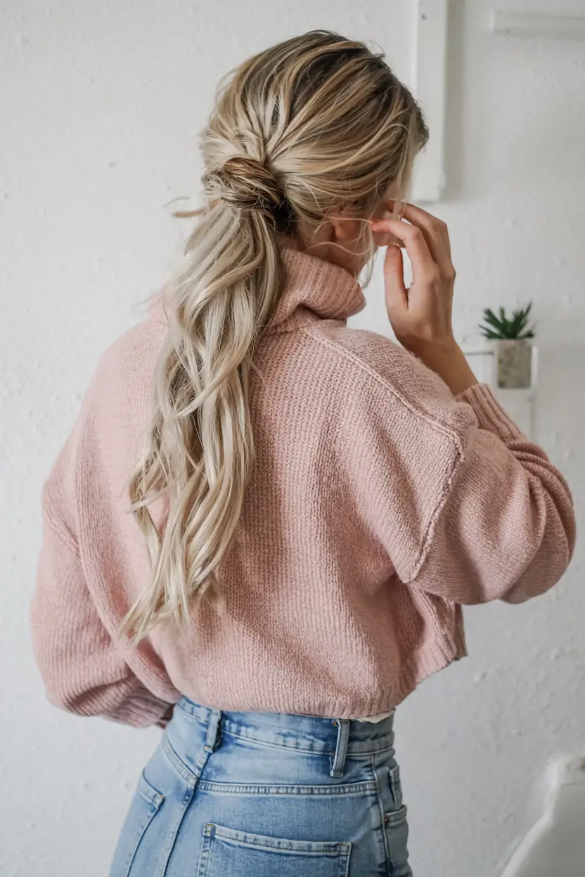 easy fall hairstyles ideas 2025 Twisted Low Pony