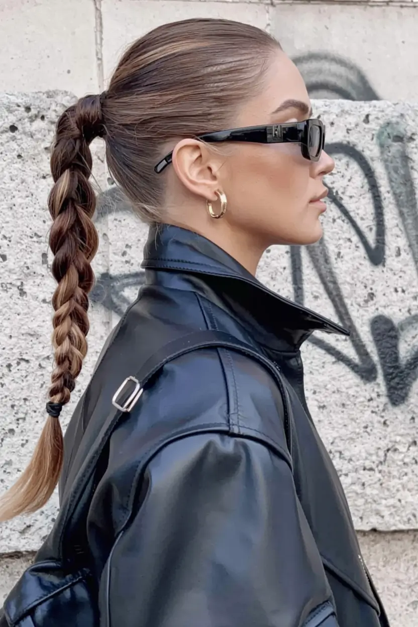 easy fall hairstyles ideas 2025 Sleek Braided Ponytail