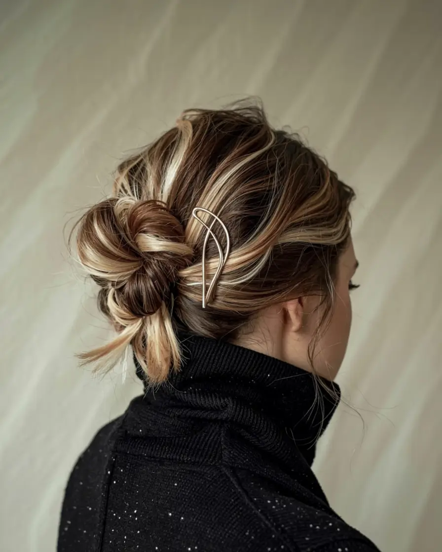 easy fall hairstyles ideas 2025 Modern Knotted Low Bun