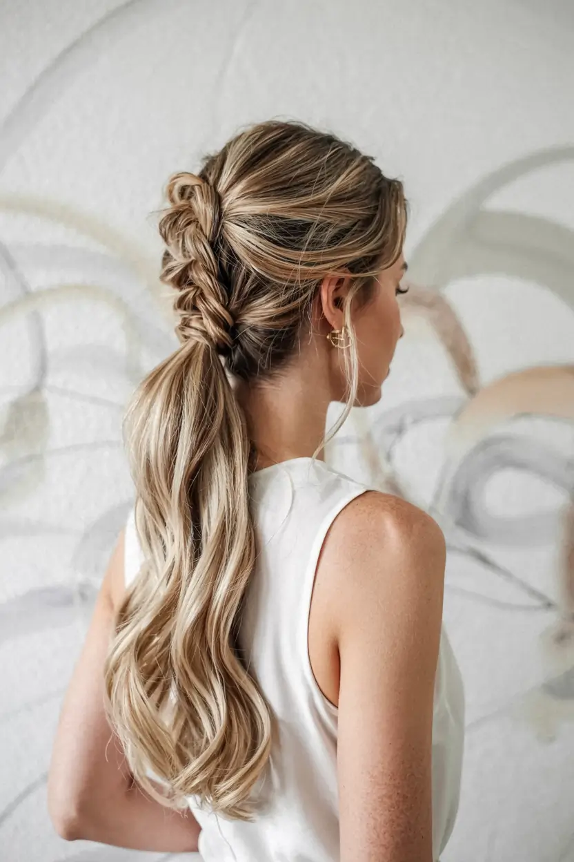 easy fall hairstyles ideas 2025 Twisted Braid into Loose Ponytail