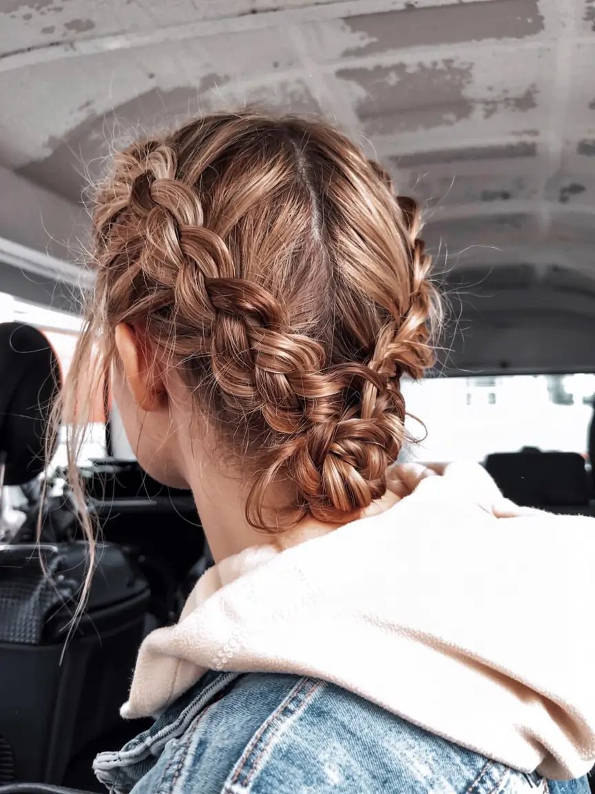 easy fall hairstyles ideas 2025 Textured Braided Crown
