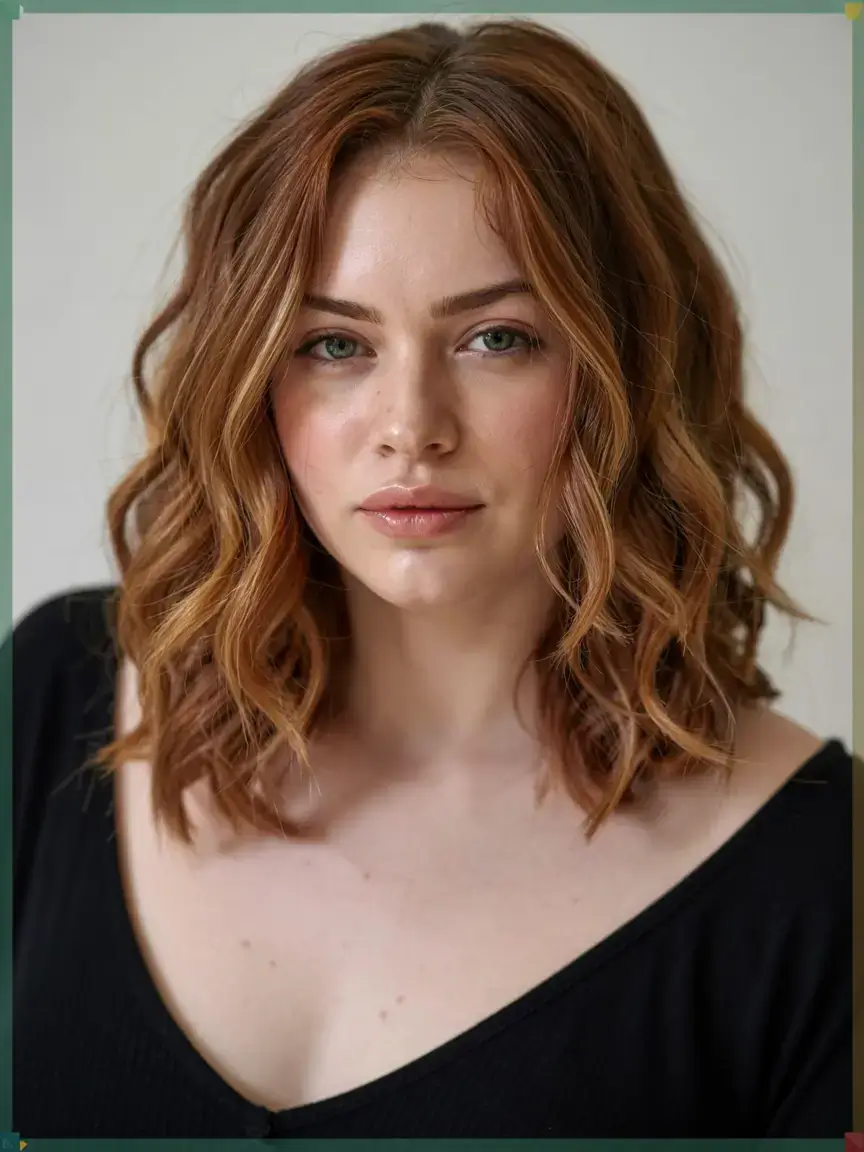 fall 2025 haircuts for plus size women Warm Auburn Lob with Barely-There Waves