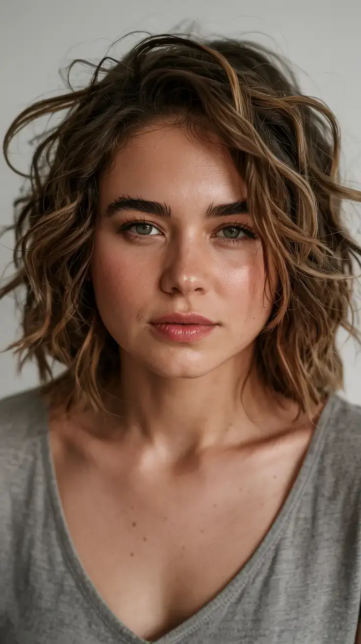 fall 2025 haircuts for plus size women Choppy Textured Bob with Air-Dried Vibes