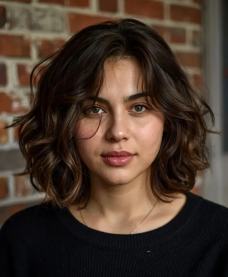 fall 2025 haircuts for plus size women Structured Lob with Casual Waves and Curtain Lift