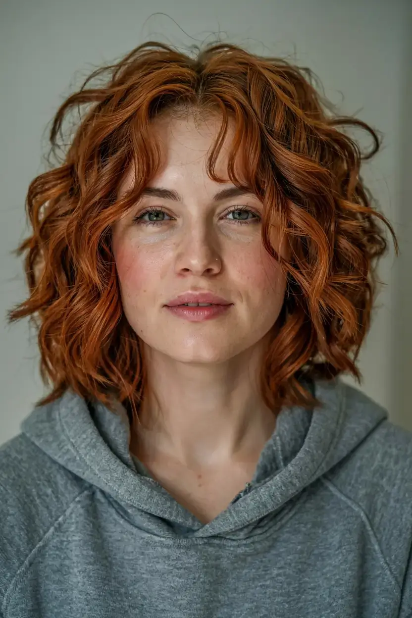 fall 2025 haircuts for women over 50 Fiery Red Curls with Modern Bounce