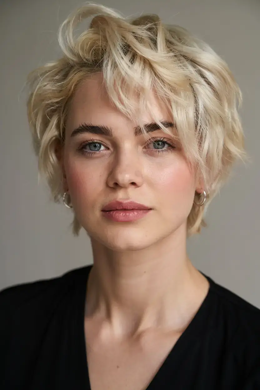fall 2025 haircuts for women over 50 Platinum Wave Bob with Irregular Fringe