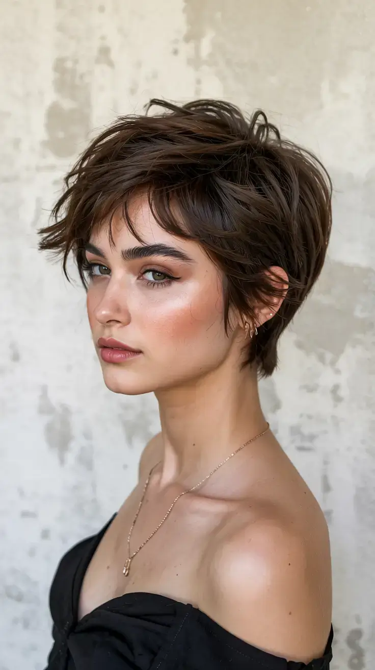 fall 2025 pixie haircut ideas+The Espresso Swoop Pixie
