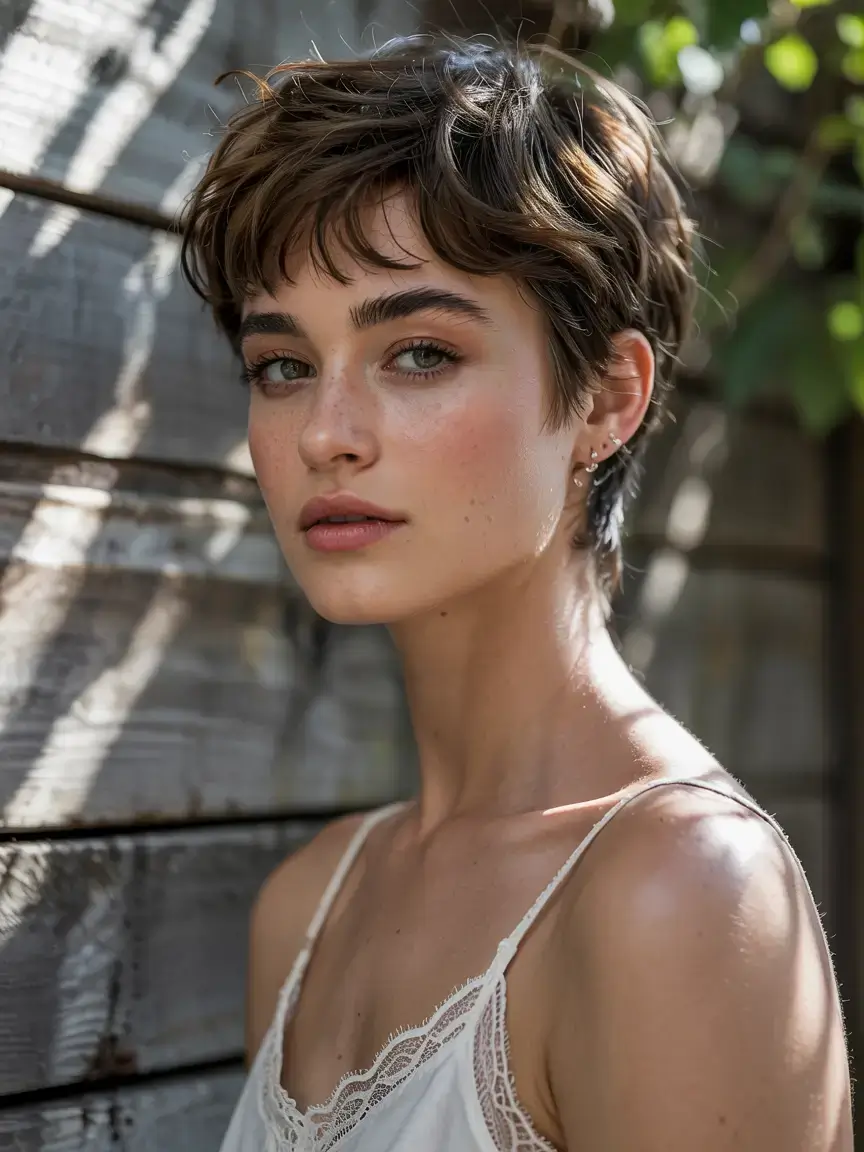 fall 2025 pixie haircut ideas+The Soft Ash-Textured Pixie