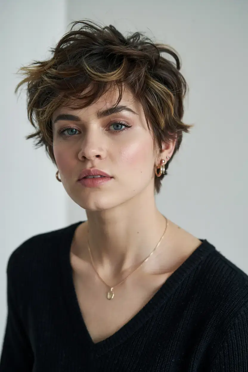 fall 2025 pixie haircut ideas+The Smoky Rooted Textured Pixie