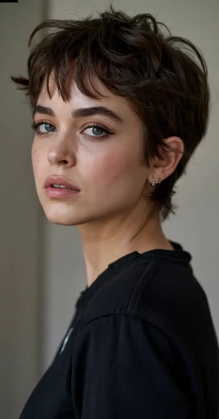 fall 2025 pixie haircut ideas+The Sleek Flicked Micro-Pixie