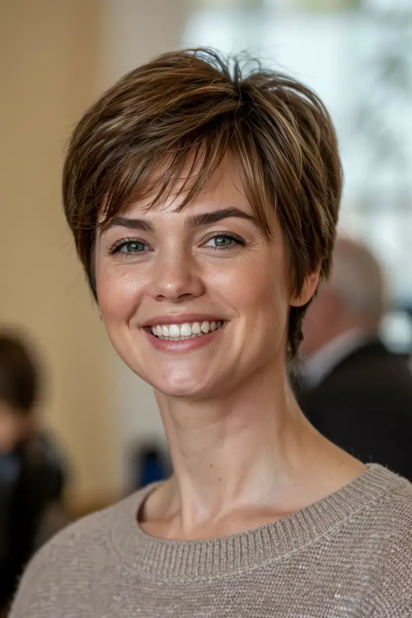 fall 2025 pixie haircut ideas+The Clean-Cut Chestnut Pixie